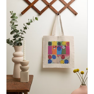 moderne katten- en fruitsoorten tote bag
