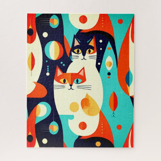 Moderne katten op een Abstracte achtergrond Legpuzzel (Verticaal)