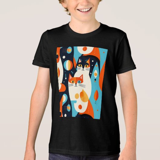 Moderne katten op een Abstracte achtergrond Tri-Blend Shirt (Voorkant)