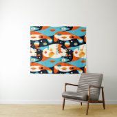 Moderne katten op een Abstracte achtergrond Wandkleed (In Situ (horizontaal))