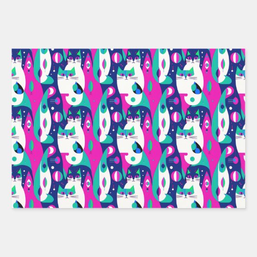 Moderne katten uit het midden van de eeuw op een d inpakpapier vel (Voorkant)