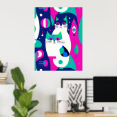 Moderne katten uit het midden van de eeuw op een d poster (Thuiskantoor)