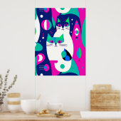 Moderne katten uit het midden van de eeuw op een d poster (Keuken)