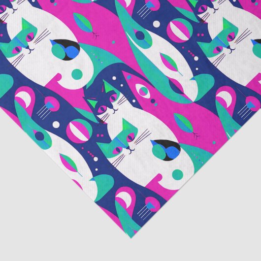 Moderne katten uit het midden van de eeuw op een d tissuepapier (Detail)