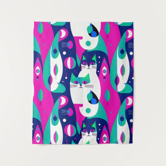 Moderne katten uit het midden van de eeuw op een d wandkleed (Voorkant)