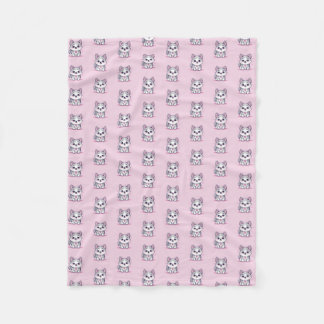 Moderne Kawaii Husky Puppy Roze Patroon Fleece Deken