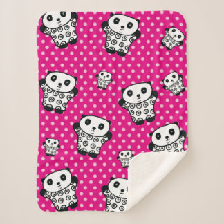 Moderne Kawaii Panda Beer Roze Meisjesachtige Stip Sherpa Deken