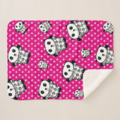Moderne Kawaii Panda Beer Roze Meisjesachtige Stip Sherpa Deken (Voorkant (horizontaal))