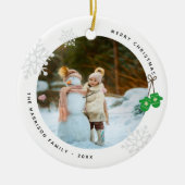 Moderne Keepsake Green Mittens Foto Keramisch Ornament (Voorkant)