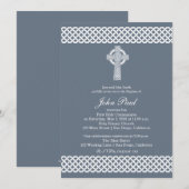 Moderne Keltische Cross Baptism uitnodiging voor j (Voorkant / Achterkant)