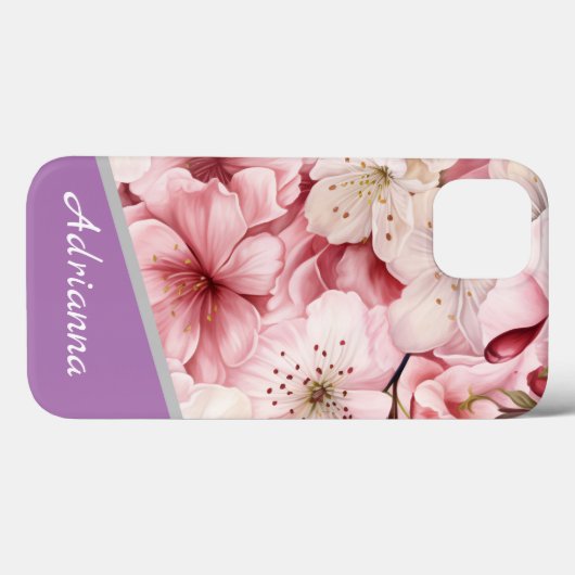 Moderne kersenbloesem bloemen Case-Mate iPhone case (Achterkant (horizontaal))
