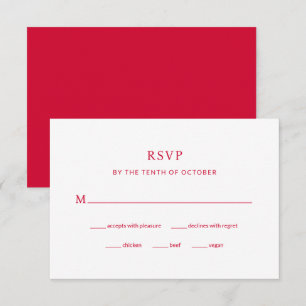 Moderne kersenrode bruiloft Maaltijdkeuze RSVP Kaartje