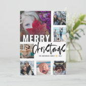 Moderne Kerst 7 Fotocollage script voor Merry Feestdagenkaart (Staand voorkant)