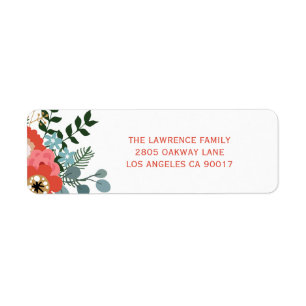 Moderne kerst bloemen bladeren adres etiket