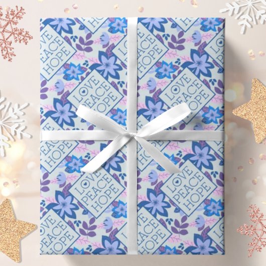 Moderne kerst Botanical Love Peace Hope Cadeaupapier