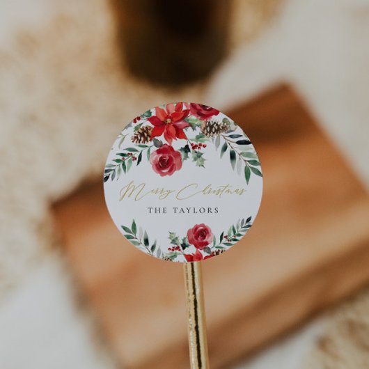 Moderne Kerst Classic Ronde Envelopzegel Ronde Sticker