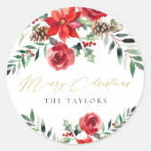 Moderne Kerst Classic Ronde Envelopzegel Sticker (Voorkant)