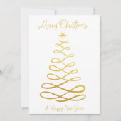 Moderne Kerst Foto Animatiefolder met Gouden Boom Feestdagenkaart (Voorkant)