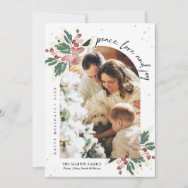 Moderne Kerst Foto Boog Waterverf Hulst Feestdagenkaart