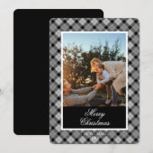 Moderne Kerst Foto Kaart met Plaid (Voorkant / Achterkant)