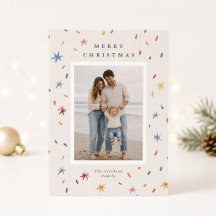 Moderne Kerst Foto Kerstkaart met Confetti