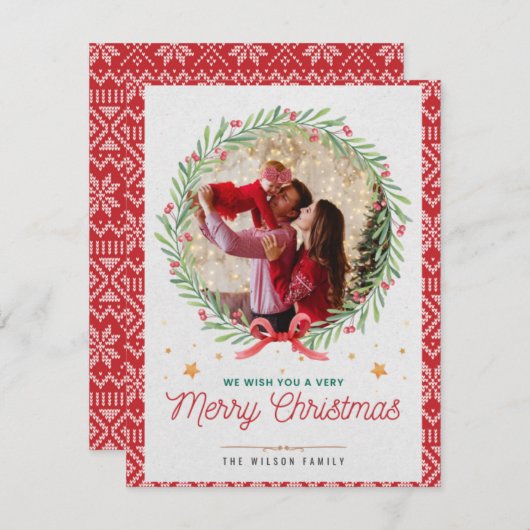 Moderne Kerst Foto Plat Kerstkaart  (Voorkant / Achterkant)