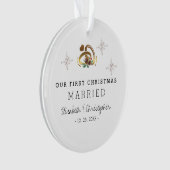 Moderne kerst gehuwde fotokeramiek ornament (voorkant)