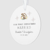 Moderne kerst gehuwde fotokeramiek ornament (voorkant)