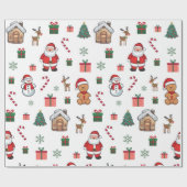 Moderne Kerst GingerbreadMannen Santa Deer Snowman Cadeaupapier (Vlak)