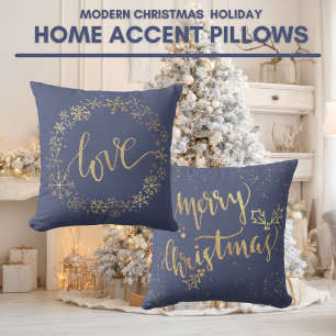 Moderne Kerst Gouden Sneeuwvlok Accent Kussen
