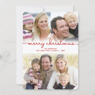 Moderne Kerst Hand Geletterd Script Frosty Foto Feestdagenkaart