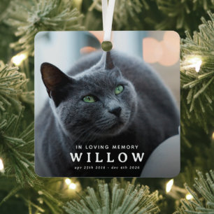 Moderne kerst-herinnering aan huisdierkat met foto metalen ornament