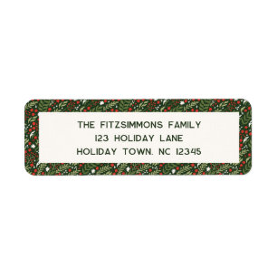 Moderne Kerst Holly Blad Retouradreslabels Etiket