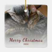 Moderne Kerst Leuke Katten Foto Feestelijk Keramisch Ornament (Achterkant)