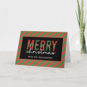 Moderne Kerst Luipaardprint Rode Groene Strepen Kaart (Voorkant)