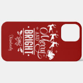 Moderne Kerst MERRY And BRIGHT Script Monogram Case-Mate iPhone Case (Achterkant (horizontaal))