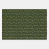 Moderne kerst met groene en goudkalligrafie inpakpapier vel (Voorkant 3)