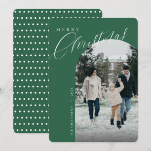 Moderne kerst met groene kerst met foto-ingang feestdagenkaart