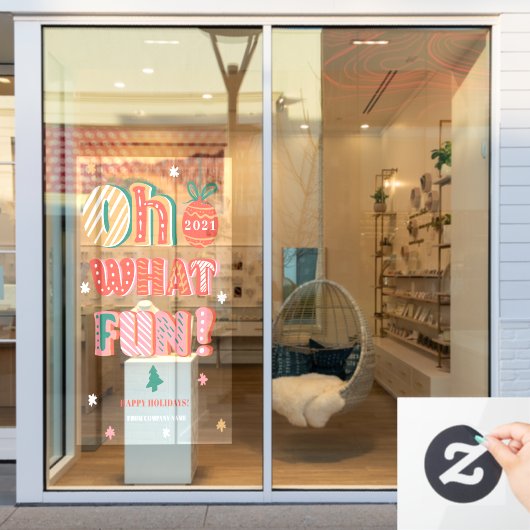 Moderne kerst Oh wat leuk handlettering Raamsticker (Winkelraam)