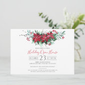 Moderne Kerst Open Huis Bloemen Kaart (Staand voorkant)