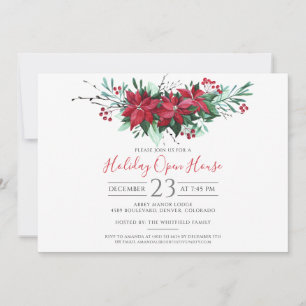 Moderne Kerst Open Huis Bloemen Kaart