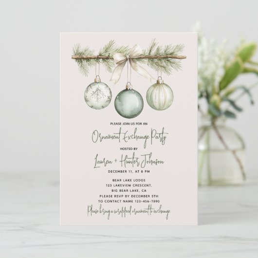 Moderne Kerst Ornament Exchange Party Kaart (Staand voorkant)