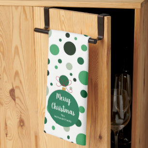 Moderne kerst ornament familienaam theedoek