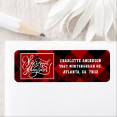 Moderne Kerst Red Buffalo Plaid Adres Etiket (Insitu)