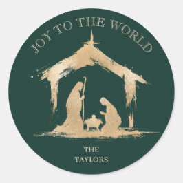 Moderne Kerst Religieuze Geboorte Mary & Joseph Ronde Sticker