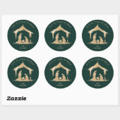 Moderne Kerst Religieuze Geboorte Mary & Joseph Ronde Sticker (Vel)