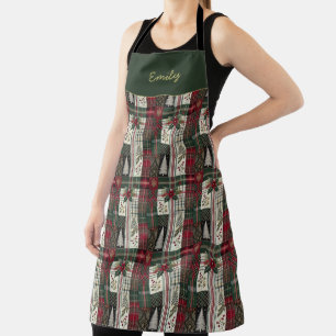Moderne Kerst Rustiek Tartan Plaid Schort