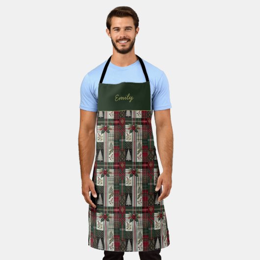 Moderne Kerst Rustiek Tartan Plaid Schort (Gedragen)