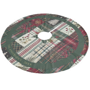 Moderne Kerst Rustieke Plaid Patroon Fleece Kerstboom Rok
