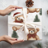 Moderne Kerst Schattige Teddy Bears Inpakpapier Vel